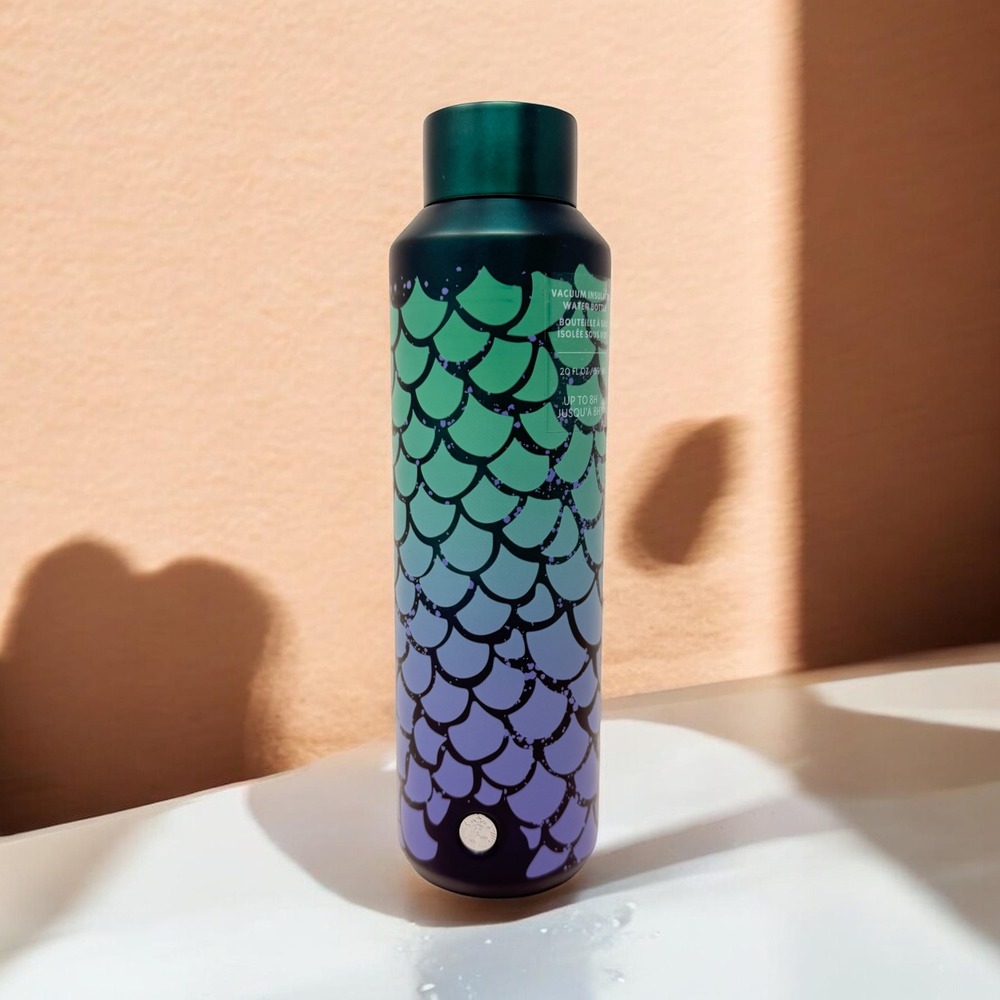 NWT Starbucks 2025 Mermaid Scales 20oz Stainless Steel Water Bottle  Purple Teal